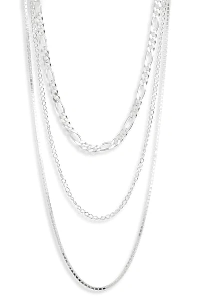Shop Argento Vivo Triple Layer Chain Necklace In Silver