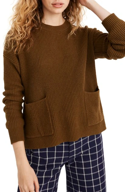Shop Madewell Patch Pocket Pullover Sweater In Asparagus