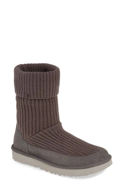 Ugg Qori Rib Knit Boot In Charcoal Fabric | ModeSens