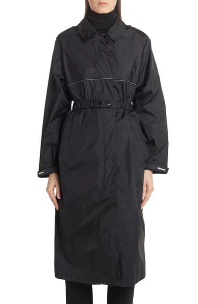 Shop Moncler Charente Long Logo Raincoat In Black