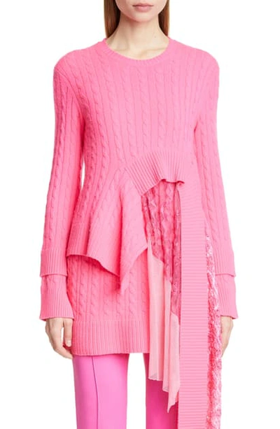 Shop Sies Marjan Layered Lace Hem Wool & Cashmere Sweater In Fuchsia