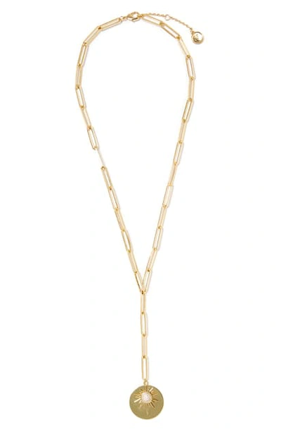 Shop Vince Camuto Star & Disc Pendant Y-shape Necklace In Gold/ Crystal