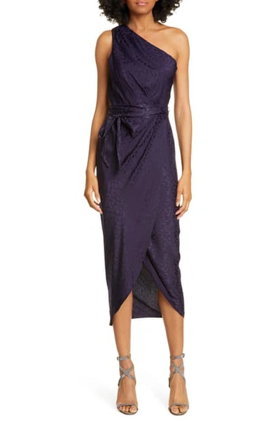 Shop Ted Baker Zoeii One-shoulder Faux Wrap Dress In Navy