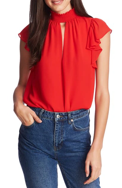 Shop 1.state Smocked Neck Top In Cherry Red