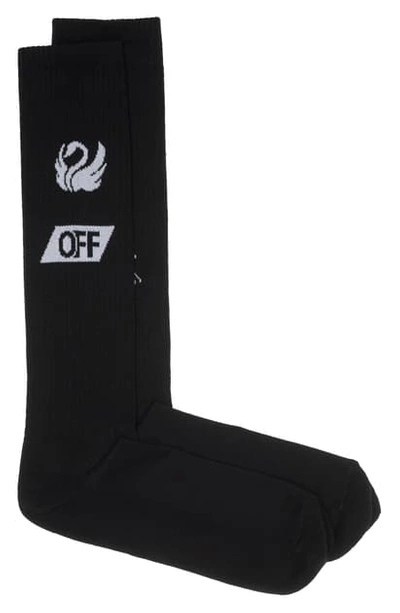 Shop Off-white Long Swan Socks In Black White