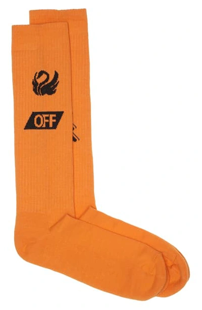 Shop Off-white Long Swan Socks In Orange Black