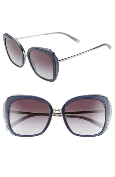 Shop Tiffany & Co 54mm Gradient Square Sunglasses In Blue/ Grey/ Blue Gradient