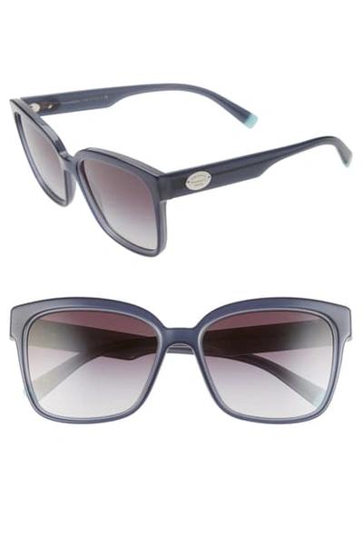Shop Tiffany & Co 56mm Gradient Square Sunglasses In Blue/ Grey Gradient