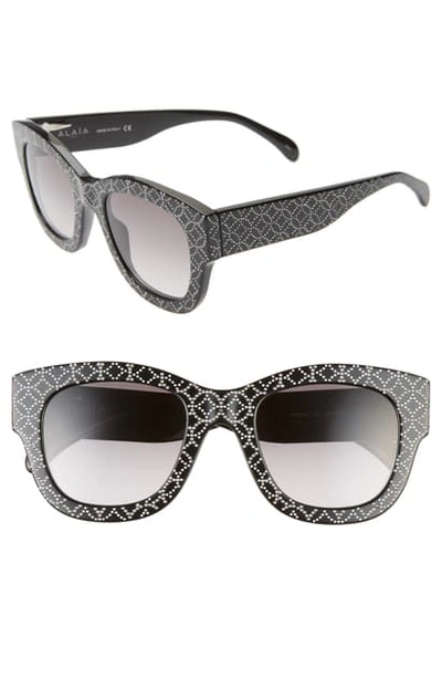 Shop Alaïa 50mm Studded Sunglasses In Black/ Grey Print