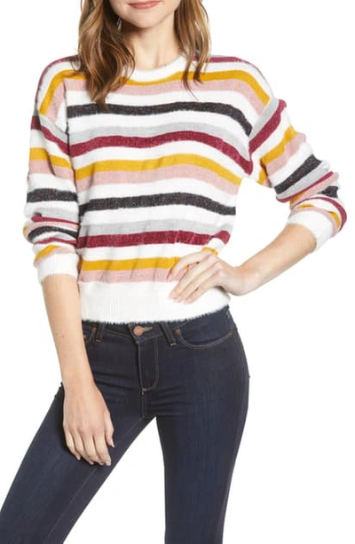 Shop Cupcakes And Cashmere Multistripe Crewneck Sweater In Ivory