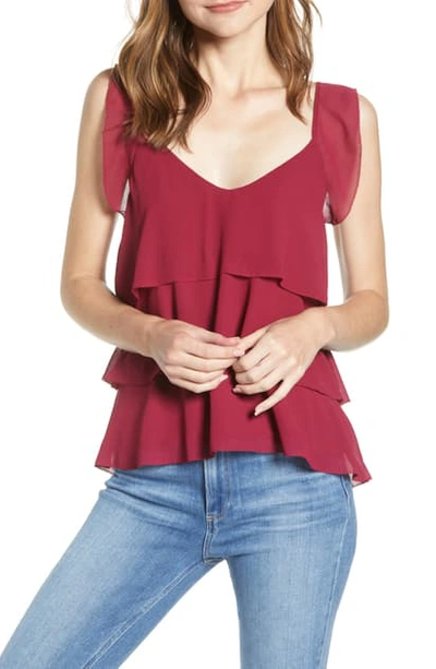 Shop Cupcakes And Cashmere Tiered Ruffle Camisole In Red Velvet