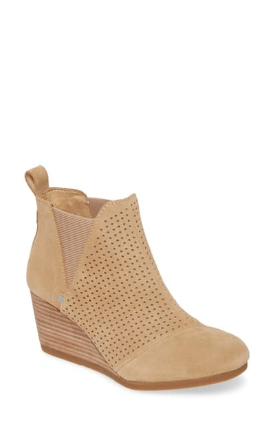 Shop Toms Kelsey Bootie In Desert Tan Perforated Suede