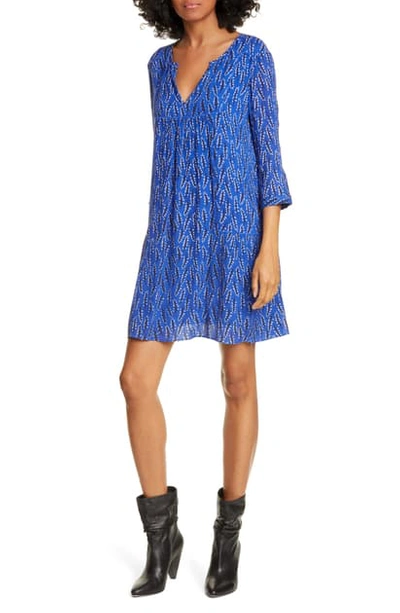Shop Ba&sh Cale Leaf Print Trapeze Dress In Bleu