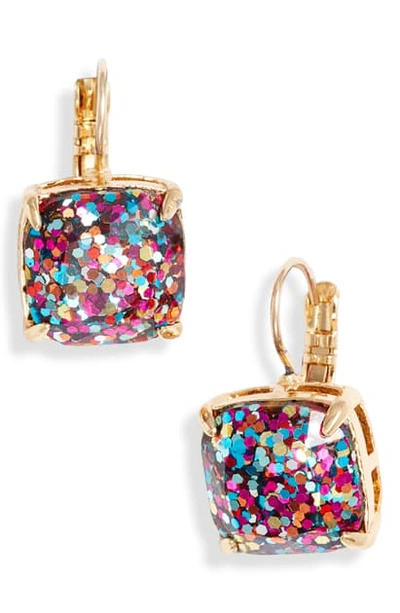 Shop Kate Spade Small Square Lever Back Earrings In Multi/ Glitter