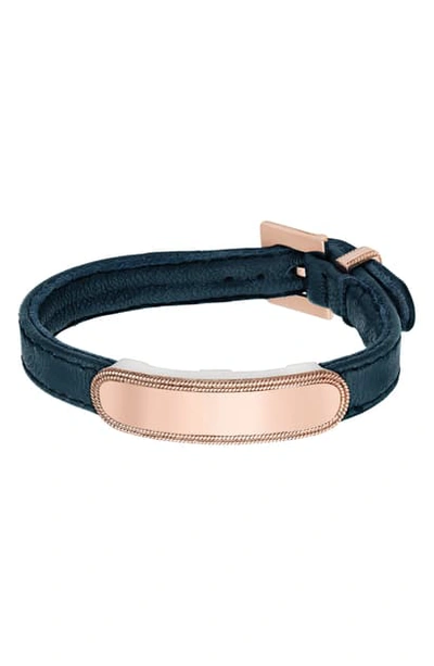 Shop Anna Beck Leather Id Bracelet In Rose Gold