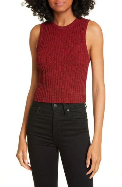 Shop A.l.c Marie Ribbed Sleeveless Sweater In Black/ Candy Apple Red