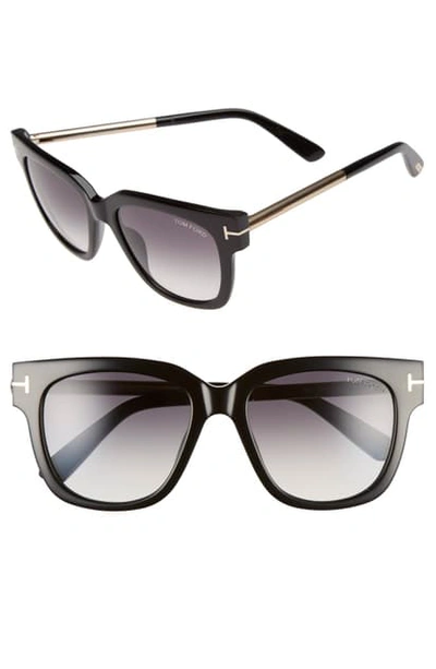 Shop Tom Ford Tracy 53mm Retro Sunglasses - Shiny Black/ Gradient Smoke