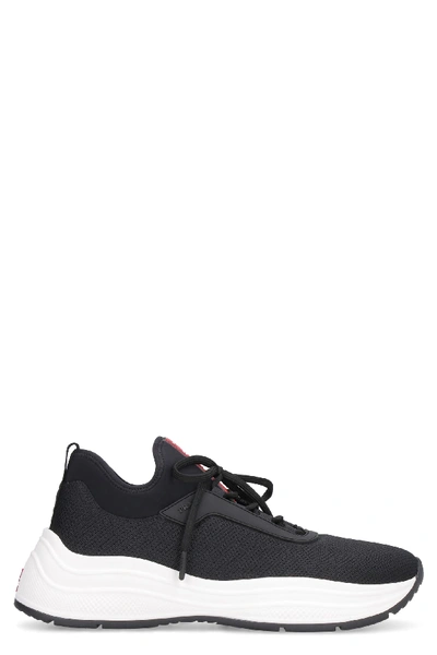 Shop Prada Techno Fabric Low-top Sneakers In Black