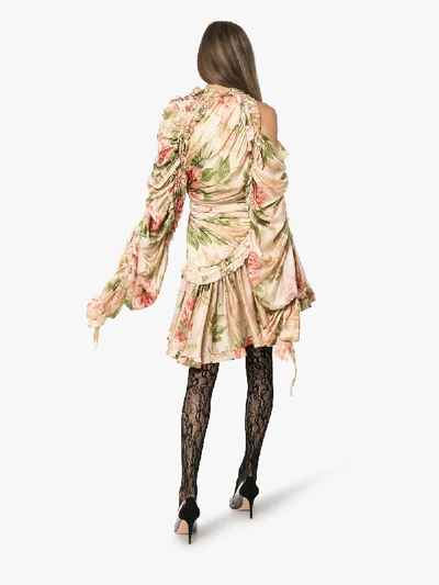 Shop Zimmermann Floral Asymmetric Silk Dress In 108 - Multicoloured