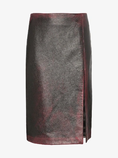 Shop Balenciaga High Waist Leather Skirt In Black