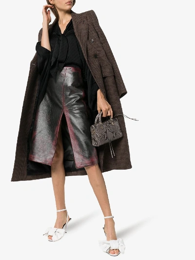 Shop Balenciaga High Waist Leather Skirt In Black