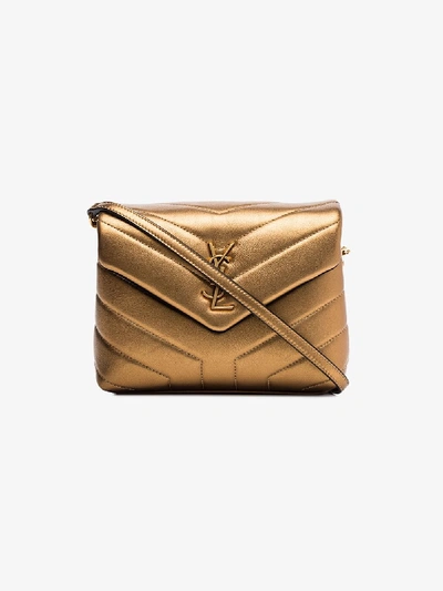 Shop Saint Laurent Gold Loulou Toy Mini Shoulder Bag In 107 - Metallic