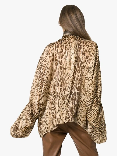 Shop Zimmermann Animal Print Batwing Silk Blouse In 103 - Brown