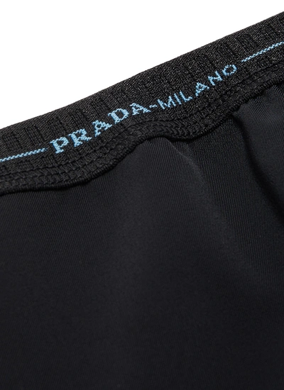 Shop Prada Logo Embroidered Waistband Twill Leggings