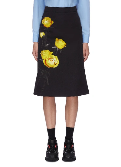 Shop Prada Rose Print Skirt