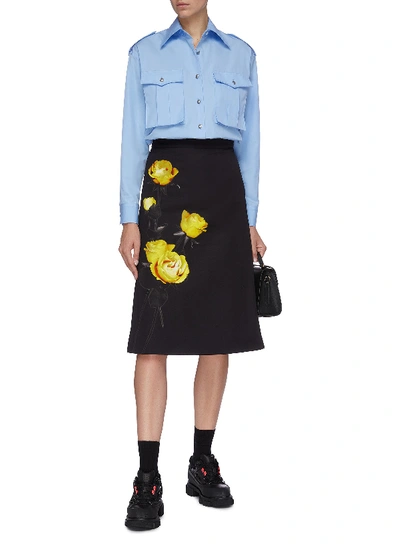 Shop Prada Rose Print Skirt