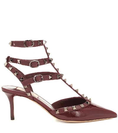 Shop Valentino Rockstud Leather Sandals In Purple