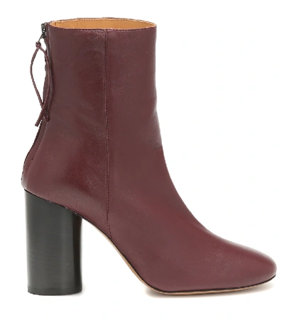 Shop Isabel Marant Garett Leather Ankle Boots In Red