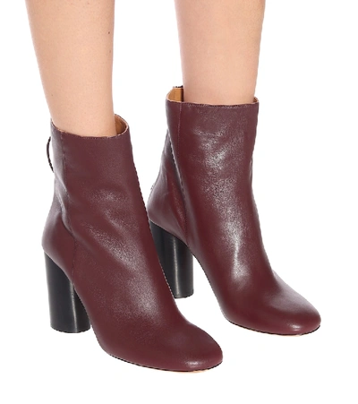 Shop Isabel Marant Garett Leather Ankle Boots In Red