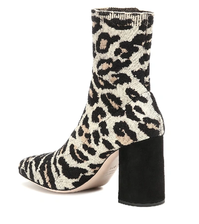 Miu Miu Leopard-print Jacquard Ankle Boots In Beige