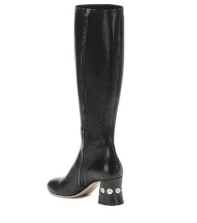 Shop Miu Miu Leather Knee-high Boots In Black