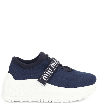 Shop Miu Miu Platform Sneakers In Blue