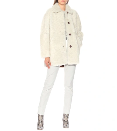 Shop Isabel Marant Sarvey Shearling Coat In White