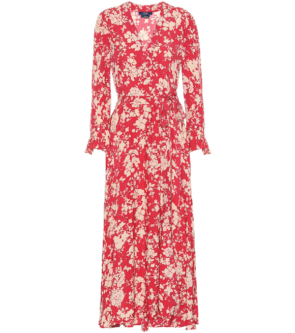 ralph lauren red floral wrap dress