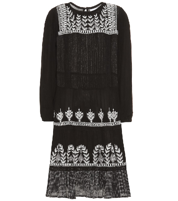 Velvet Arabella Floral-embroidered Dress In Black | ModeSens