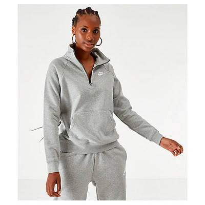 Shop Nike Women's Sportswear Essential Quarter-zip Fleece Top In Grey