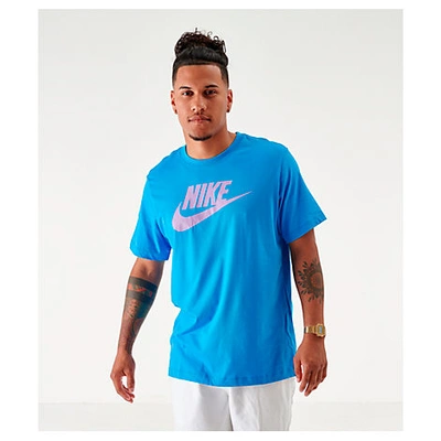 Shop Nike Men's Sportswear Icon Futura T-shirt In Blue Size Large 100% Cotton