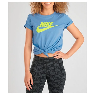 Shop Nike Women's Sportswear Essential T-shirt In Blue Size Medium 100% Cotton