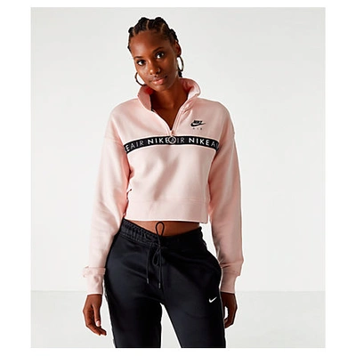 Nike Air Fleece Half-zip Cropped Top In Pink | ModeSens