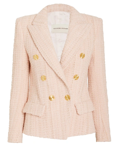 Shop Alexandre Vauthier Double Breasted Tweed Blazer In Pink