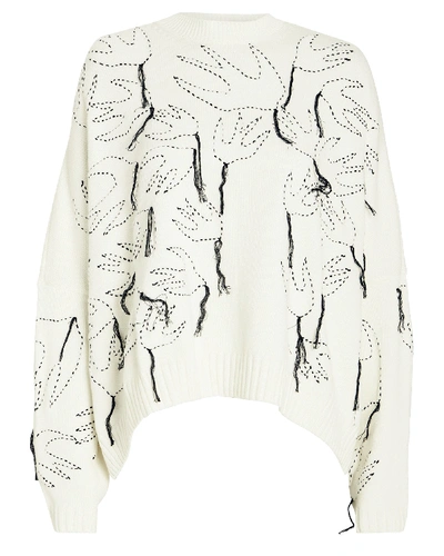 Shop Mcq By Alexander Mcqueen Swallow Embroidered Crewneck Sweater In White/black