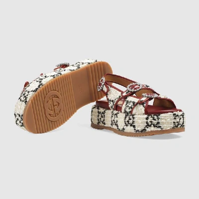 Shop Gucci Gg Tweed Platform Sandal In White
