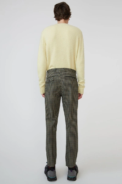 Shop Acne Studios Vichy Check Print Trousers Beige/brown
