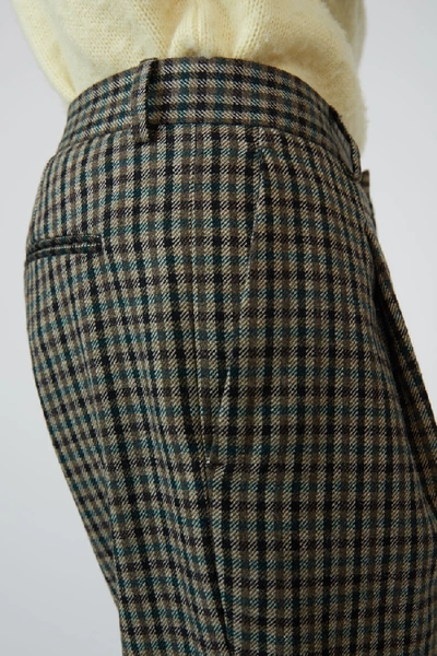 Shop Acne Studios Vichy Check Print Trousers Beige/brown