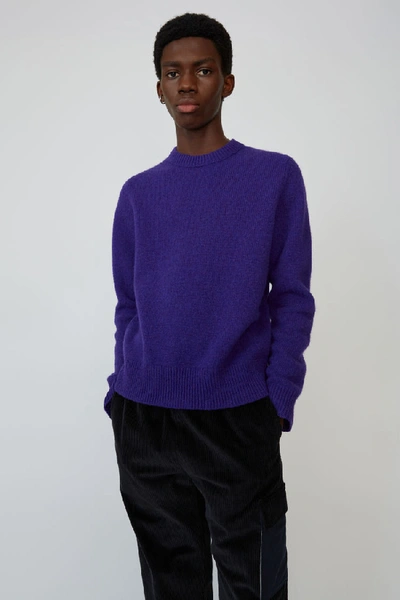 Shop Acne Studios Kai Dark Purple In Regular Crewneck Sweater
