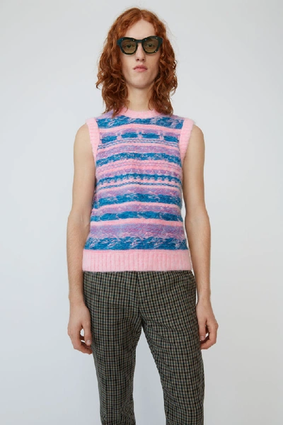 Shop Acne Studios Striped Jacquard Vest Bright Pink